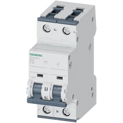 Siemens Leitungsschutzschalter - 13A, C-Charakteristik, 2-polig, DIN-Schiene Siemens Leitungsschutzschalter - 13A, C-Charakteristik, 2-polig, DIN-Schiene