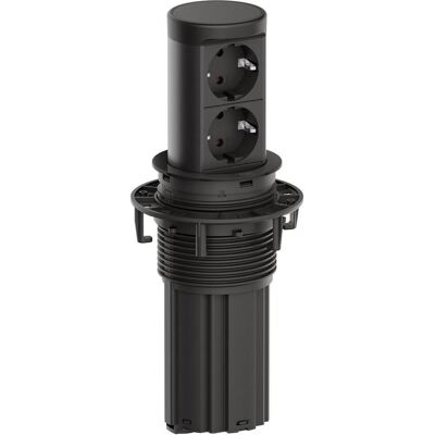 Bachmann, Steckdose, ELEVATOR 2 versenkbare Einbausteckdose 2-fach, 2x CEE7/3, Schwarz matt Bachmann, Steckdose, ELEVATOR 2 versenkbare Einbausteckdose 2-fach, 2x CEE7/3, Schwarz matt