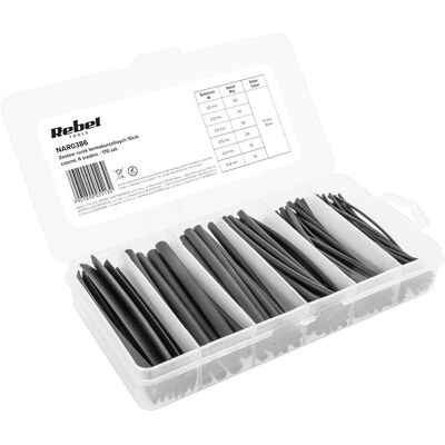 Cabletech, Schrumpfschlauch, Set of 10 cm heat-shrinkable tubes. black, 6 diameters - 170 pcs. (170x) Cabletech, Schrumpfschlauch, Set of 10 cm heat-shrinkable tubes. black, 6 diameters - 170 pcs. (170x)