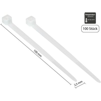 Varia, Kabelbinder, Kabelbinder 100 mm x 2,5 mm, transparent, UL, -40 C bis 85 C, 100 Stck (Kunststoffkabelbinder, 100 mm, 100 Stk.) Varia, Kabelbinder, Kabelbinder 100 mm x 2,5 mm, transparent, UL, -40 C bis 85 C, 100 Stck (Kunststoffkabelbinder, 100 mm, 100 Stk.)
