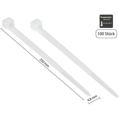 Varia, Kabelbinder, Kabelbinder 250 mm x 4,8 mm, transparent, UL, -40 C bis 85 C, 100 Stck (Kunststoffkabelbinder, 250 mm, 100 Stk.) Varia, Kabelbinder, Kabelbinder 250 mm x 4,8 mm, transparent, UL, -40 C bis 85 C, 100 Stck (Kunststoffkabelbinder, 250 mm, 100 Stk.)