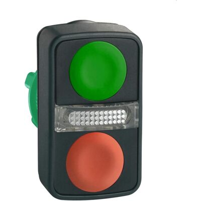 Schneider Electric Leucht-Doppeldrucktaster grün flach/rot ZB5AW7A3740, Schalter + Taster, Grün Schneider Electric Leucht-Doppeldrucktaster grün flach/rot ZB5AW7A3740, Schalter + Taster, Grün