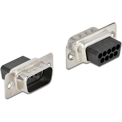 Delock D-Sub 9 Pin Crimp Stecker, Metall, 4 Stück, Elektronikkabel + Stecker, Schwarz, Silber Delock D-Sub 9 Pin Crimp Stecker, Metall, 4 Stück, Elektronikkabel + Stecker, Schwarz, Silber