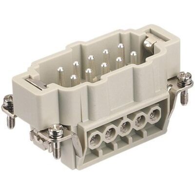 Harting HAN E Steckverbinder, Einsatz Typ 10Griffverbinder Schraubklemme max 2,5mm2, 16A10 polig, Elektronikkabel + Stecker, Grau Harting HAN E Steckverbinder, Einsatz Typ 10Griffverbinder Schraubklemme max 2,5mm2, 16A10 polig, Elektronikkabel + Stecker, Grau