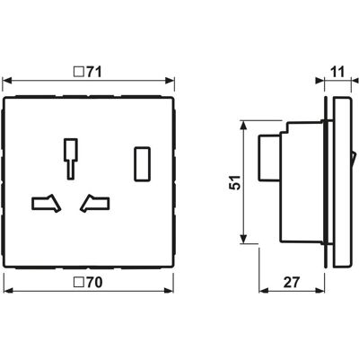 Jung LS 4171 GI SW SW - Steckdose Typ G+I 13A 250V Jung LS 4171 GI SW SW - Steckdose Typ G+I 13A 250V