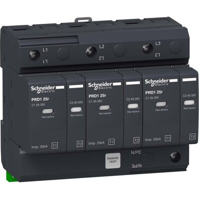 Schneider Electric, Überspannungsschutz, Kombiableiter PRD1 25R 3p Typ1 Schneider Electric, Überspannungsschutz, Kombiableiter PRD1 25R 3p Typ1