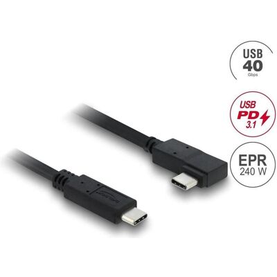 Delock Koaxiales USB 40 Gbps Kabel gewinkelt links rechts USB PD 3.1 240 W 1 m (1 m, USB 4, 240 W), USB Kabel Delock Koaxiales USB 40 Gbps Kabel gewinkelt links rechts USB PD 3.1 240 W 1 m (1 m, USB 4, 240 W), USB Kabel