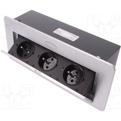 Orno Steckdosenleiste - 3x230V, Silber - Power Outlet Strip Orno Steckdosenleiste - 3x230V, Silber - Power Outlet Strip