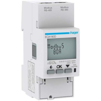 Hager ECA180D - Energiezähler 1phasig, direkt, 80A, MID Hager ECA180D - Energiezähler 1phasig, direkt, 80A, MID