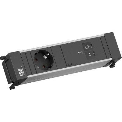Bachmann, Steckdosenleiste, POWER FRAME 1xCEE7/3 1xUSB C/C 100W 0,2m (1x, CEE 7/3, Typ 13, Typ 23) Bachmann, Steckdosenleiste, POWER FRAME 1xCEE7/3 1xUSB C/C 100W 0,2m (1x, CEE 7/3, Typ 13, Typ 23)