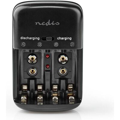 Nedis NiMH Battery Charger AA/AAA 1.2 VDC / 9 VDC 0.2 A Trickle Charging Type C (CEE 7/16) Safety Fu (1 Stk., AA, AAA), Akku Ladegerät Nedis NiMH Battery Charger AA/AAA 1.2 VDC / 9 VDC 0.2 A Trickle Charging Type C (CEE 7/16) Safety Fu (1 Stk., AA, AAA), Akku Ladegerät