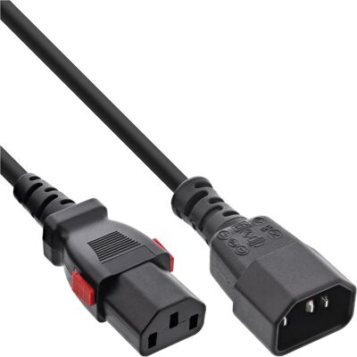 InLine, Verlängerungskabel, Kaltgeräteverlängerung, C13 verriegelbar auf C14, schwarz, 2m (2 m, CEE 7/7, IEC 60906-1) InLine, Verlängerungskabel, Kaltgeräteverlängerung, C13 verriegelbar auf C14, schwarz, 2m (2 m, CEE 7/7, IEC 60906-1)