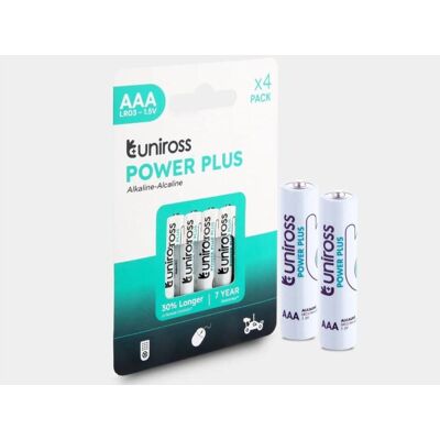 Uniross Power Plus Alkaline AAA 1.5V - PK4 (4 Stk., AAA, 1500 mAh), Batterien + Akkus Uniross Power Plus Alkaline AAA 1.5V - PK4 (4 Stk., AAA, 1500 mAh), Batterien + Akkus