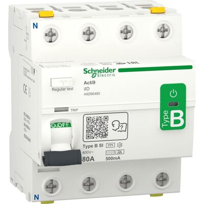 Schneider Electric, Schutzschalter, A9Z66480 IID 4P 80A 500MA TYP B-SI FI-Schutzschalter allstromsensitiv Schneider Electric, Schutzschalter, A9Z66480 IID 4P 80A 500MA TYP B-SI FI-Schutzschalter allstromsensitiv