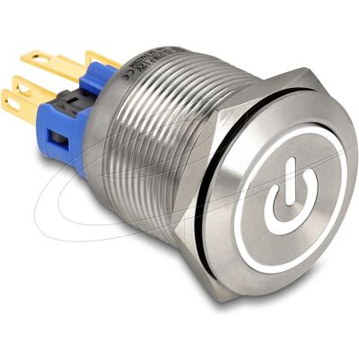 Delock Druckschalter zum Einbau 22 mm 6 x Lötanschluss LED w, Schalter + Taster, Silber Delock Druckschalter zum Einbau 22 mm 6 x Lötanschluss LED w, Schalter + Taster, Silber