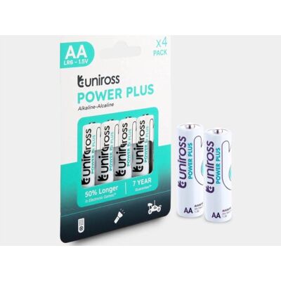 Uniross Power Plus Alkaline AA 1.5V - PK4 (4 Stk., AA), Batterien + Akkus Uniross Power Plus Alkaline AA 1.5V - PK4 (4 Stk., AA), Batterien + Akkus