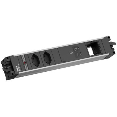 Bachmann, Steckdosenleiste, STEP ALU 2xCH 90° 1xUSB C/C 100W 1xCM (2x, Typ 13, USB-C) Bachmann, Steckdosenleiste, STEP ALU 2xCH 90° 1xUSB C/C 100W 1xCM (2x, Typ 13, USB-C)
