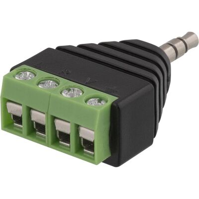 Deltaco 4 pole 3.5mm plug to 4-pin terminal block adapter black, Netzwerkkabel Deltaco 4 pole 3.5mm plug to 4-pin terminal block adapter black, Netzwerkkabel