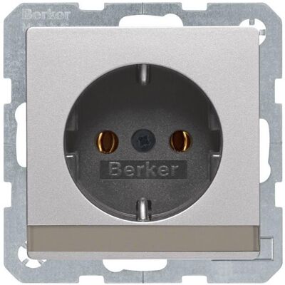 Berker, Steckdose, Steckdose SCHUKO mit Beschriftungsfeld Q.1/Q.3 alu samt, lackiert Berker, Steckdose, Steckdose SCHUKO mit Beschriftungsfeld Q.1/Q.3 alu samt, lackiert