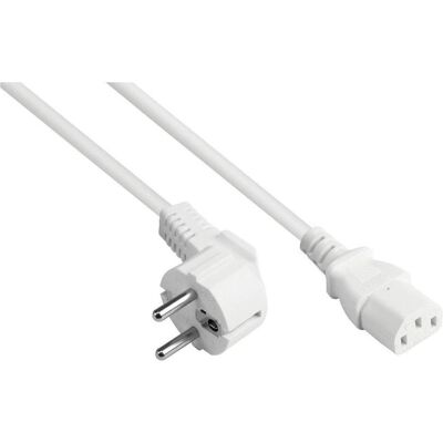Varia Netzkabel Schutzkontakt-Stecker Typ E+F an C13, weiss, 0,75 mm², 1 m (1 m), Stromkabel, Weiss Varia Netzkabel Schutzkontakt-Stecker Typ E+F an C13, weiss, 0,75 mm², 1 m (1 m), Stromkabel, Weiss