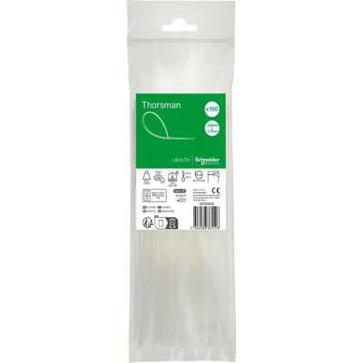 Schneider, Kabelbinder, Kabelbinder Thorsman, Abmessung: 200X2,5 mm, VPE=100 Stück Farbe: klar IMT46409 (200 mm, 100 Stk.) Schneider, Kabelbinder, Kabelbinder Thorsman, Abmessung: 200X2,5 mm, VPE=100 Stück Farbe: klar IMT46409 (200 mm, 100 Stk.)