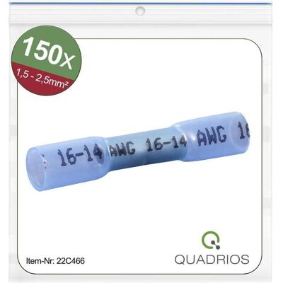 Quadrios, Kabelverbindung, 22C466 Stossverbinder mit Schrumpfschlauch 1.5 mm² 2.5 mm² Vollisoliert Blau 1 Set Quadrios, Kabelverbindung, 22C466 Stossverbinder mit Schrumpfschlauch 1.5 mm² 2.5 mm² Vollisoliert Blau 1 Set