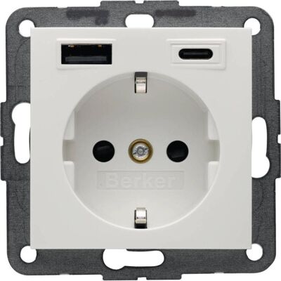 Berker, Steckdose, Steckdose SCHUKO/USB AC 20W PD S.1 pwg Berker, Steckdose, Steckdose SCHUKO/USB AC 20W PD S.1 pwg