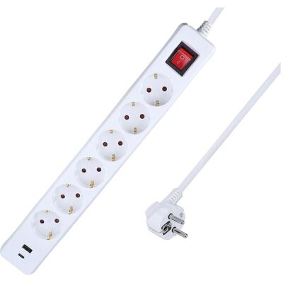 As - Schwabe, Steckdosenleiste, Steckdosenleiste mit USB-Port (6x, CEE 7/3, 1.40 m) As - Schwabe, Steckdosenleiste, Steckdosenleiste mit USB-Port (6x, CEE 7/3, 1.40 m)