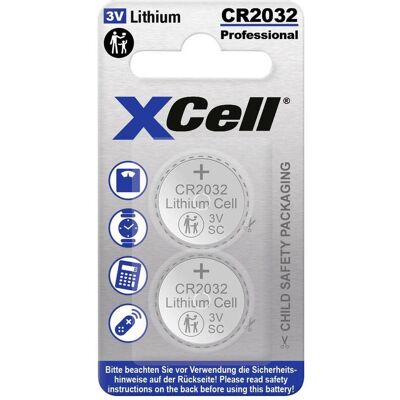 XCell Knopfzelle CR 2032 3 V 2 St. 220 Lithium (2 Stk.), Batterien + Akkus XCell Knopfzelle CR 2032 3 V 2 St. 220 Lithium (2 Stk.), Batterien + Akkus