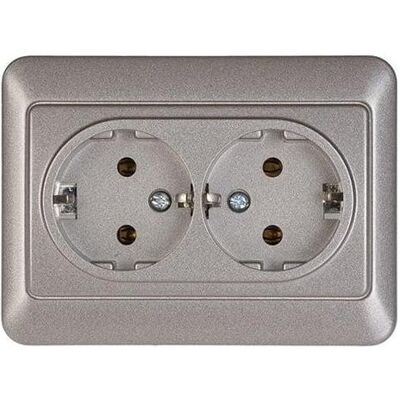 Vila, Steckdose, DOUBLE SCHUK SOCKET OUTL MET RP16-021 Vila, Steckdose, DOUBLE SCHUK SOCKET OUTL MET RP16-021