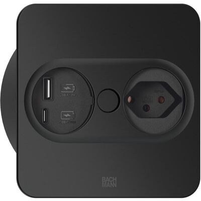 Bachmann TWIST2 1xT13 Charger USB A/C (22 W, 2 Ports), USB Ladegerät, Schwarz Bachmann TWIST2 1xT13 Charger USB A/C (22 W, 2 Ports), USB Ladegerät, Schwarz