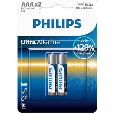 Philips Ultra Alkaline (2) LR03E2B/10 (2 Stk., AAA), Batterien + Akkus Philips Ultra Alkaline (2) LR03E2B/10 (2 Stk., AAA), Batterien + Akkus