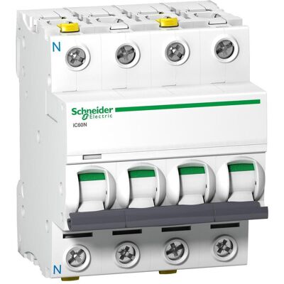 Schneider Electric, Schutzschalter, Acti9 iC60N MCB 3+N Pole 6A Curve C Schneider Electric, Schutzschalter, Acti9 iC60N MCB 3+N Pole 6A Curve C