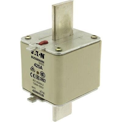 Eaton, Sicherung, Sicherungseinsatz, Niederspannung, 425 A, AC 500 V, 120 kA, NH3, gL/gG, IEC, Doppelkennmelder, spann (425 A) Eaton, Sicherung, Sicherungseinsatz, Niederspannung, 425 A, AC 500 V, 120 kA, NH3, gL/gG, IEC, Doppelkennmelder, spann (425 A)