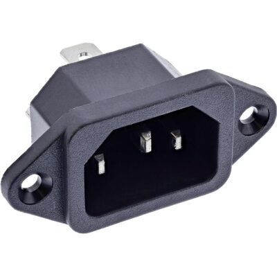 InLine Kaltgeräte Einbaubuchse IEC-C14, Elektronikkabel + Stecker, Schwarz InLine Kaltgeräte Einbaubuchse IEC-C14, Elektronikkabel + Stecker, Schwarz