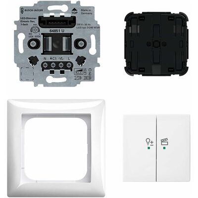 Busch-Jaeger, Lichtschalter + Storenschalter, LED-Dimmer Set 62851 UJ-914-WL flex WL alpinweiss Busch-Jaeger, Lichtschalter + Storenschalter, LED-Dimmer Set 62851 UJ-914-WL flex WL alpinweiss