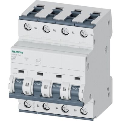 Siemens Modell 5SY4610-6 Leitungsschutzschalter - 10A, 3+N Pol, B Typ Siemens Modell 5SY4610-6 Leitungsschutzschalter - 10A, 3+N Pol, B Typ