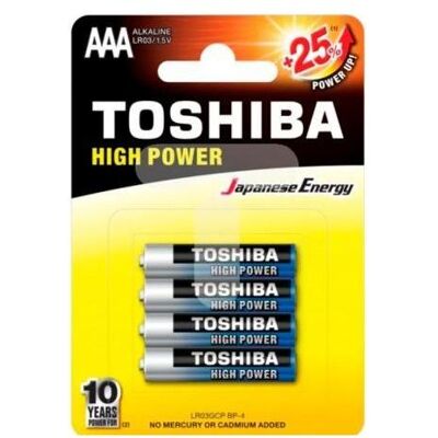 Toshiba LR03GCP BP-4 Haushaltsbatterie Einwegbatterie AAA Alkali (4 Stk., AAA), Batterien + Akkus Toshiba LR03GCP BP-4 Haushaltsbatterie Einwegbatterie AAA Alkali (4 Stk., AAA), Batterien + Akkus