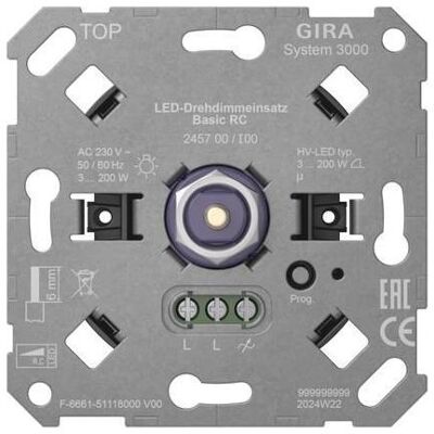 Gira 245700 S3000 LED-Drehdimmeins.Basic RC Einsatz, Schalter + Taster Gira 245700 S3000 LED-Drehdimmeins.Basic RC Einsatz, Schalter + Taster