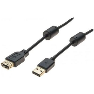 Générique USB 2.0 A/A extension sord + ferrites + gold Black- 2 m (2 m, USB 2.0), USB Kabel Générique USB 2.0 A/A extension sord + ferrites + gold Black- 2 m (2 m, USB 2.0), USB Kabel