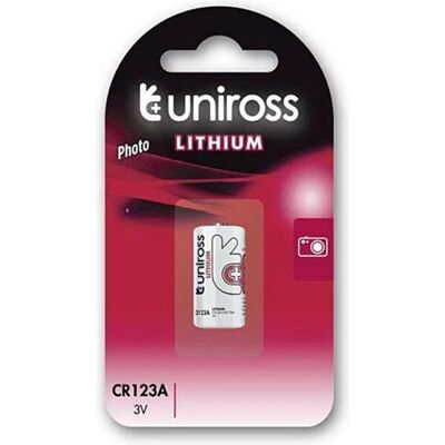 Uniross Lithium CR123A 3V - BL1 (1 Stk., RCR123A, 1500 mAh), Batterien + Akkus Uniross Lithium CR123A 3V - BL1 (1 Stk., RCR123A, 1500 mAh), Batterien + Akkus