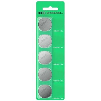 GreenCell Charger Green cell Baterijas Green Cell Blister 5x Lithium Battery CR2450 (5 Stk., CR2450, 600 mAh), Batterien + Akkus GreenCell Charger Green cell Baterijas Green Cell Blister 5x Lithium Battery CR2450 (5 Stk., CR2450, 600 mAh), Batterien + Akkus