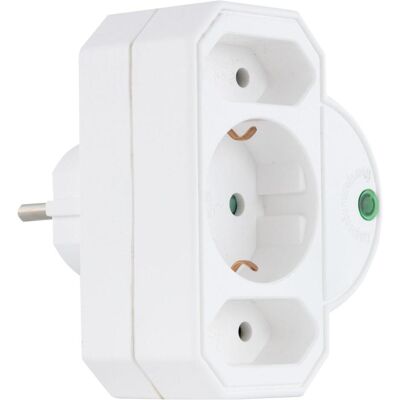 REV, Mehrfachstecker + Abzweigstecker, Steckdosenadapter 3-fach mit Überspannungsschutz, weiss (CEE 7/3, CEE 7/4, 3x) REV, Mehrfachstecker + Abzweigstecker, Steckdosenadapter 3-fach mit Überspannungsschutz, weiss (CEE 7/3, CEE 7/4, 3x)