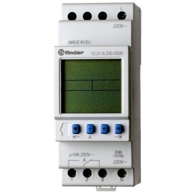 Finder 12.21.8.230.0000 Zeitschaltuhr - DIN-Schiene, 1 Kanal, 230V, 6 Jahre Backup Finder 12.21.8.230.0000 Zeitschaltuhr - DIN-Schiene, 1 Kanal, 230V, 6 Jahre Backup