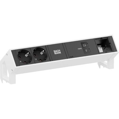 Bachmann, Steckdosenleiste, DESK2 2xCEE7/3 1xUSB C/C 100W 1xCM 1,0m RAL9010 (2x, CEE 7/3, 1 m) Bachmann, Steckdosenleiste, DESK2 2xCEE7/3 1xUSB C/C 100W 1xCM 1,0m RAL9010 (2x, CEE 7/3, 1 m)