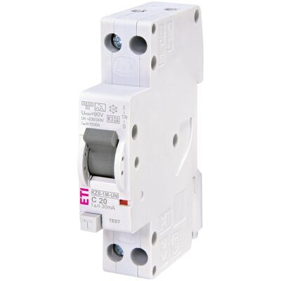 Eti Residual current relay KZS-1M-UNI, 2P, 20 A, 240 V, 30mA, Relais Eti Residual current relay KZS-1M-UNI, 2P, 20 A, 240 V, 30mA, Relais