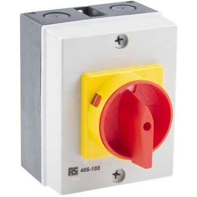RS PRO Trennschalter 40A 3-polig im Gehäuse, Schalter + Taster, Rot, Schwarz, Grau RS PRO Trennschalter 40A 3-polig im Gehäuse, Schalter + Taster, Rot, Schwarz, Grau