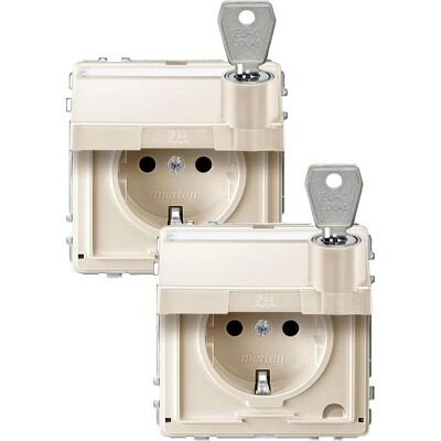 Merten MEG2318-7244 Weiße Steckdose mit Abdeckung & Schloss - Elektrik Merten MEG2318-7244 Weiße Steckdose mit Abdeckung & Schloss - Elektrik