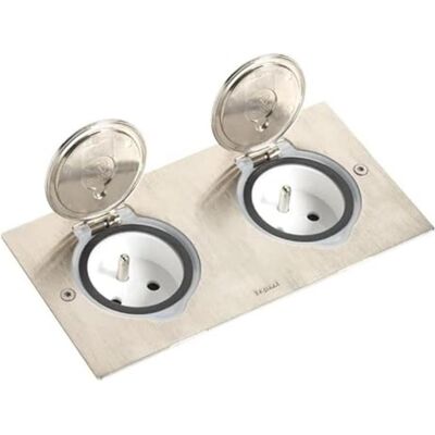 Legrand, Zubehör Schalterprogramm, Doppelte rechteckige Inox-Steckdose (089702) Legrand, Zubehör Schalterprogramm, Doppelte rechteckige Inox-Steckdose (089702)