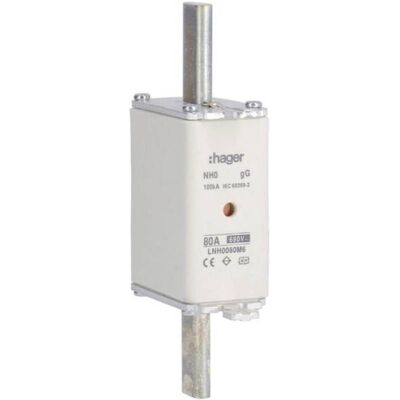 Hager, Sicherung, NH-Sicherung NH0 gG 690V 80A K-Melder LNH0080M6 (80 A) Hager, Sicherung, NH-Sicherung NH0 gG 690V 80A K-Melder LNH0080M6 (80 A)